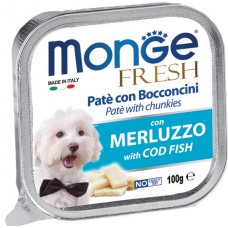 Monge Fresh Paté and Chunkies with Cod Fish 100g Carton (32 Packs)