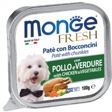 Monge Fresh Paté and Chunkies with Chicken and Vegetables 100g Carton (32 Packs)