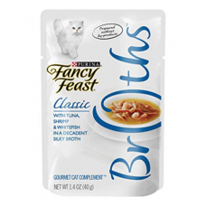 Fancy Feast Broths Classic Tuna, Shrimp & Whitefish 40g Pack (16 Pouches)
